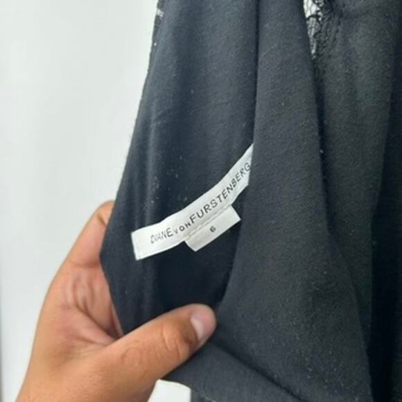 DVF Diane Von Furstenberg Zarita Lace Mini Dress 3/4 Sleeve Women's 6 Black - Picture 4 of 9